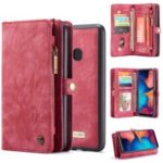 CASEME for Samsung Galaxy A20/30 2-in-1 Multi-slot Wallet Vintage Split Leather Case – Red