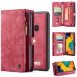 CASEME for Samsung Galaxy A40 2-in-1 Multi-slot Wallet Vintage Split Leather Phone Cover – Red