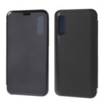 View Window Plated Mirror Surface Leather+PC Phone Case for Samsung Galaxy A20 Core – Black