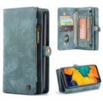 CASEME 2-in-1 Multi-slot Wallet Vintage Split Leather Phone Case for Samsung Galaxy A50 – Blue