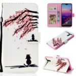 Pattern Printing Leather Wallet Stand Case for Samsung Galaxy A50 – Tree with Flowers