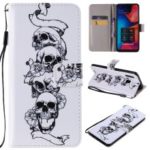 Pattern Printing Leather Wallet Stand Case for Samsung Galaxy A20 / Galaxy A30 – Cool Skull