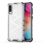 Honeycomb Shock Absorber TPU + PC + Silicone Hybrid Back Mobile Casing for Samsung Galaxy A50 – White