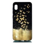 Pattern Printing Flexi Matte TPU Phone Cover for Samsung Galaxy A10 – Gold Butterflies