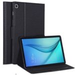 WY-606C Ultra-thin Carbon Fiber Texture PU Leather Stand Cover Case for Samsung Galaxy Tab S5e SM-T720 – Black