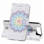 Light Spot Decor Pattern Printing Leather Wallet Stand Case for Samsung Galaxy A80 / A90 – Flower