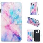 Pattern Printing Wallet Stand Leather Flip Phone Case with Strap for Samsung Galaxy A40 – Colorful Stone Grain