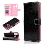 Flash Powder Leather Wallet Phone Case for  Samsung Galaxy A20e – Black