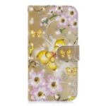 Light Spot Decor Pattern Printing Leather Wallet Case for Samsung Galaxy A20/A30 – Flowers and Gold Butterfly