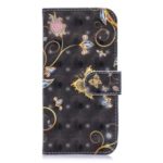 Light Spot Decor Pattern Printing Leather Wallet Case for Samsung Galaxy A20/A30 – Butterfly and Flower