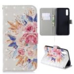 Light Spot Decor Pattern Printing Leather Wallet Case for Samsung Galaxy A50 – Vivid Flowers