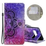Laser Carving Pattern Printing Wallet Leather Casing with Strap for Samsung Galaxy S10 5G – Flower