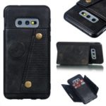 PU Leather Coated TPU Card Holder Magnetic Kickstand Mobile Phone Case for Samsung Galaxy S10e – Black