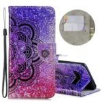 Laser Carving Pattern Printing Wallet Leather Case with Strap for Samsung Galaxy S10 Plus – Flower