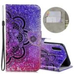 Laser Carving Pattern Printing Wallet Leather Phone Case for Samsung Galaxy A10/M10 – Flower