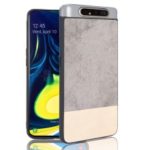 Jeans Cloth Bi-color Splicing PU Leather Coated PC + TPU Combo Case for Samsung Galaxy A80/A90 – Grey