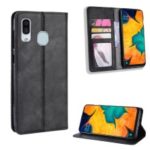 Auto-absorbed Vintage Style PU Leather Wallet Phone Case for Samsung Galaxy A20e – Black