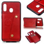 PU Leather Coated TPU Card Holder Magnetic Kickstand Phone Case for Samsung Galaxy A20/A30 – Red
