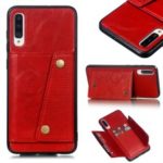 PU Leather Coated TPU Card Holder Magnetic Kickstand Phone Case for Samsung Galaxy A70 –  Red