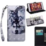 Pattern Printing [Light Spot Decor] Leather Wallet Phone Shell for Samsung Galaxy A10e – Black and White Wolf