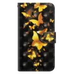 Pattern Printing PU Leather Phone Cover for Samsung Galaxy A90 / A80 – Gold Butterflies