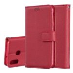 Litchi Skin Wallet Leather Stand Phone Casing for Samsung Galaxy M20 – Red