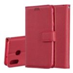 Litchi Skin Wallet Leather Stand Phone Casing for Samsung Galaxy M20 – Red