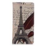 Pattern Printing PU Leather Wallet Stand Phone Cover for Samsung Galaxy Note 10 – Eiffel Tower and Letters
