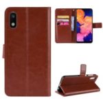 Crazy Horse Leather Stand Wallet Phone Casing for Samsung Galaxy A10e – Brown