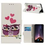 Pattern Printing Leather Wallet Stand Casing for Samsung Galaxy Note10 – Owls and Hearts