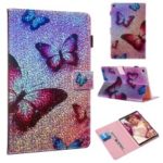 Pattern Printing Glitter Sequins Leather Wallet Casing for Samsung Galaxy Tab A 10.1 (2019) T510/T515 – Butterfly
