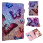 Pattern Printing Glitter Sequins Leather Wallet Case Shell for Samsung Galaxy Tab S5e SM-T720/SM-T725 – Butterfly