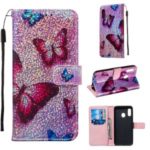 Pattern Printing Glitter Sequins Leather Wallet Phone Case Cover for Samsung Galaxy A20e/Galaxy A10e – Butterfly