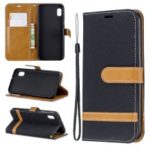 Assorted Color Jeans Cloth Wallet Stand Leather Case for Samsung Galaxy A10e – Black