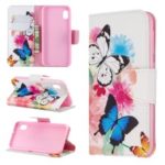Printing Style PU Leather Flip Stand Phone Case for Samsung Galaxy A20e / A10e – Butterflies and Flowers