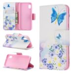 Printing Style PU Leather Flip Stand Phone Case for Samsung Galaxy A20e / A10e – Blue Butterflies
