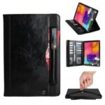 [Multi-slot Wallet] Retro Crazy Horse PU Leather Case with [Pen Pouch] for Samsung Galaxy Tab A 10.1 (2019) T510 T515 – Black