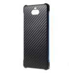 Electroplated Aluminum Alloy Bumper + Carbon Fiber PC Back Panel Slide-on Case for Sony Xperia 10 – Black/Blue