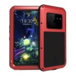 LOVE MEI Dust-proof Shock-proof Splash-proof Defender Phone Case with Tempered Glass for LG V50 ThinQ 5G – Red
