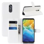 Litchi Skin Wallet Leather Stand Casing for LG Stylo 5 – White