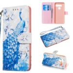 Light Spot Decor Patterned Leather Wallet Case for LG G8s ThinQ / G8 ThinQ – Peacock