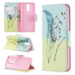 Pattern Printing Phone Leather Wallet Case for LG K40 / K12 Plus – Feather Pattern