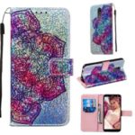 Pattern Printing Glitter Sequins Leather Wallet Phone Case for LG K40/K12+/K12 Plus – Mandala Flower