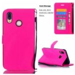 Cloth Texture PU Leather Card Holder Phone Case for Huawei P20 lite (2019) – Rose