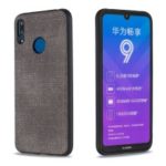 Denim PU Leather Coated TPU Phone Shell for Huawei Y7 (2019) – Dark Grey