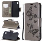 Imprint Butterfly Leather Wallet Case for Huawei Y5 (2019) / Honor 8S – Grey