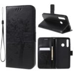 Imprint Cat and Tree Pattern Wallet Leather Stand Phone Cover for Huawei Honor 10i / Honor 20i / P Smart+ 2019 / Enjoy 9s – Black