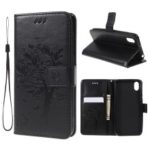 Imprint Cat and Tree Pattern PU Leather Wallet Stand Cover Case for Huawei Y5 (2019) / Honor 8S – Black