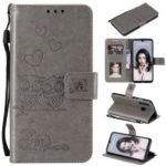 Imprinted Flower Owl Leather Wallet Phone Case for Huawei P30 Lite – Grey