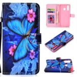 Pattern Printing Wallet Stand Leather Protective Case with Strap for Huawei P Smart+ 2019 / Enjoy 9s – Blue Butterflies